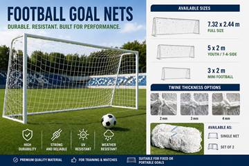 Football and Mini Football Goal Nets 7.32x2.44, 5x2, 3x2